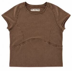 Free People We The Free Brown Washed Seamed Cropped Baby Tee Women’s Small